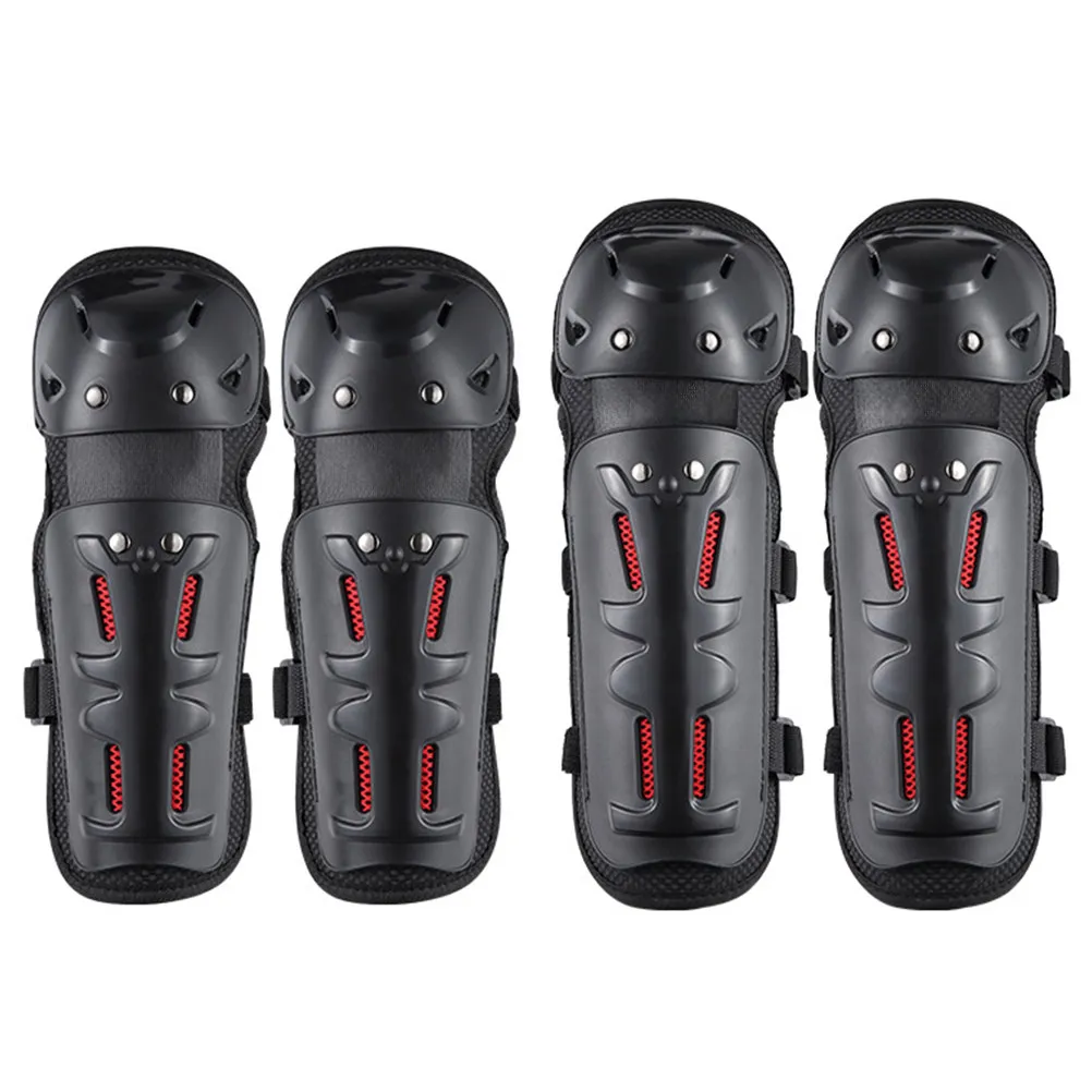 4Pcs 성인용 라이딩 프로텍터 세트 무릎 팔꿈치 보호대 Pe Eva 통기성 충격 방지 내마모성 야외 오토바이 사이클링 스포츠