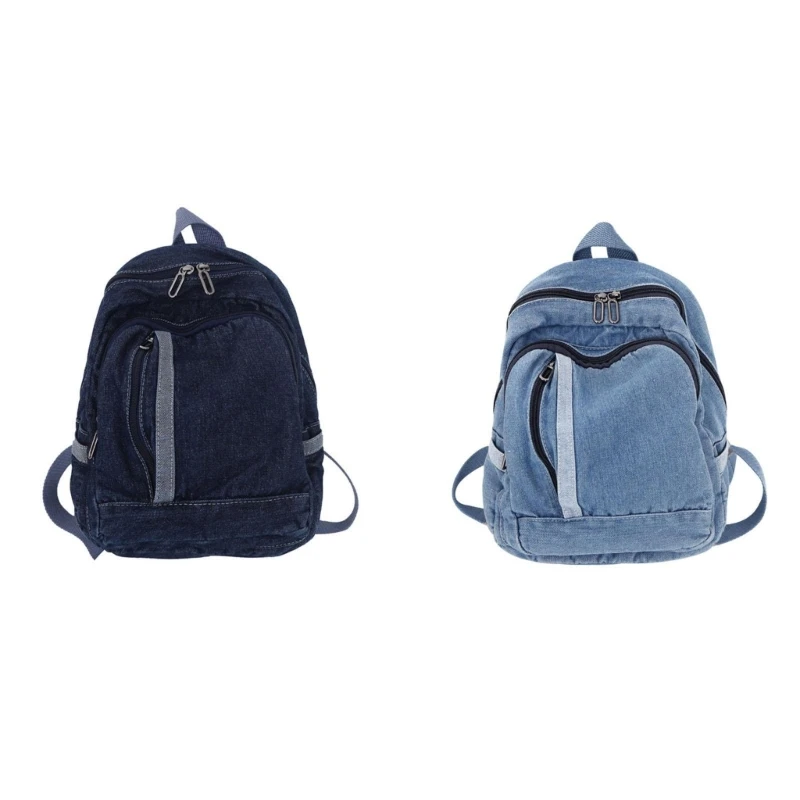 

Vintage Daypack Blue Jean Backpack Schoolbag Rucksack for Daily Wear 066F