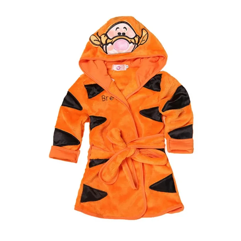 Children Pajamas Sets Cartoon Mickey Mouse Baby Bathrobes Minnie Kids Robes Flannel Boys Girls Sleepwear Animal Hooded Children Long Sleeve Clothes