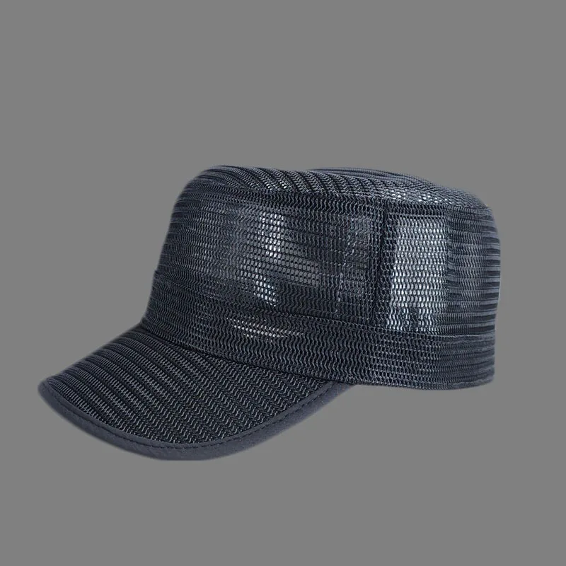 Breathable Flat Top Mesh Cap for Men Fixed Size Men's Hat Summer Short Hat Brim 3 Size to Choose Korean Version Sun Male