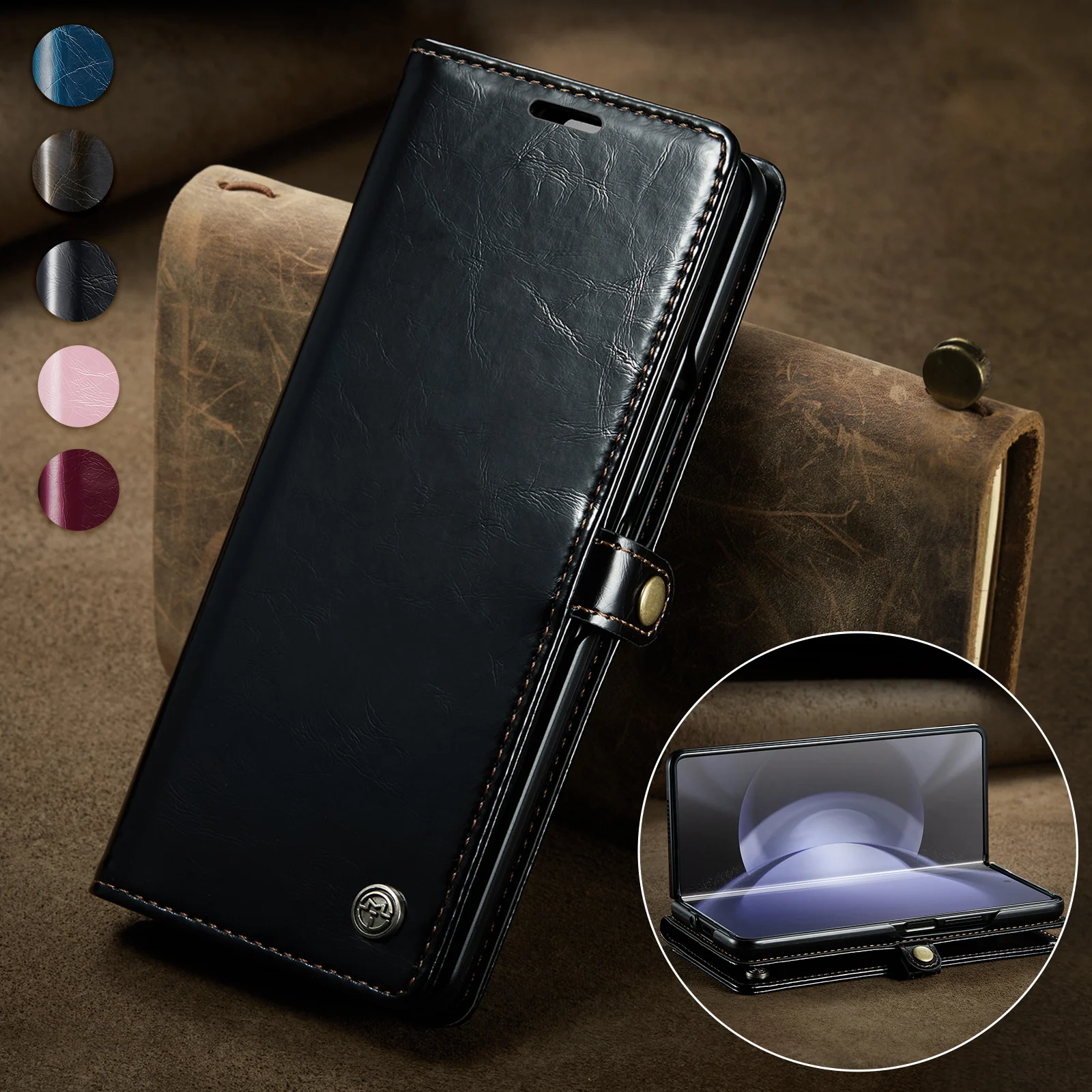 

for samsung z fold 5 Business Luxury Leather Coque Case for Samsung Galaxy Z Fold 5 5G Fold5 Zfold5 Card Slot Phone Bag