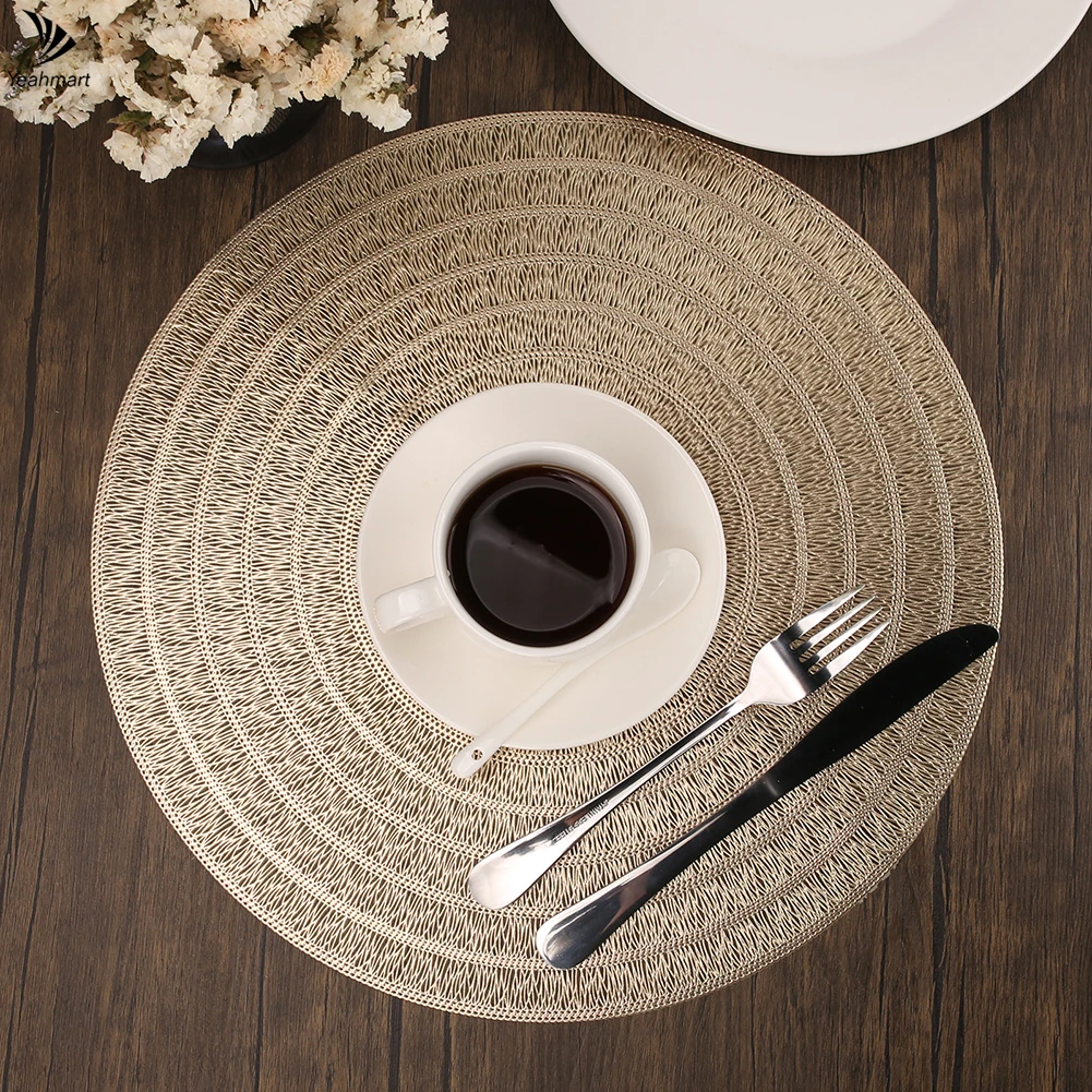 38CMRoundPlacematsSetof468forDiningTableWashableRoundPVC