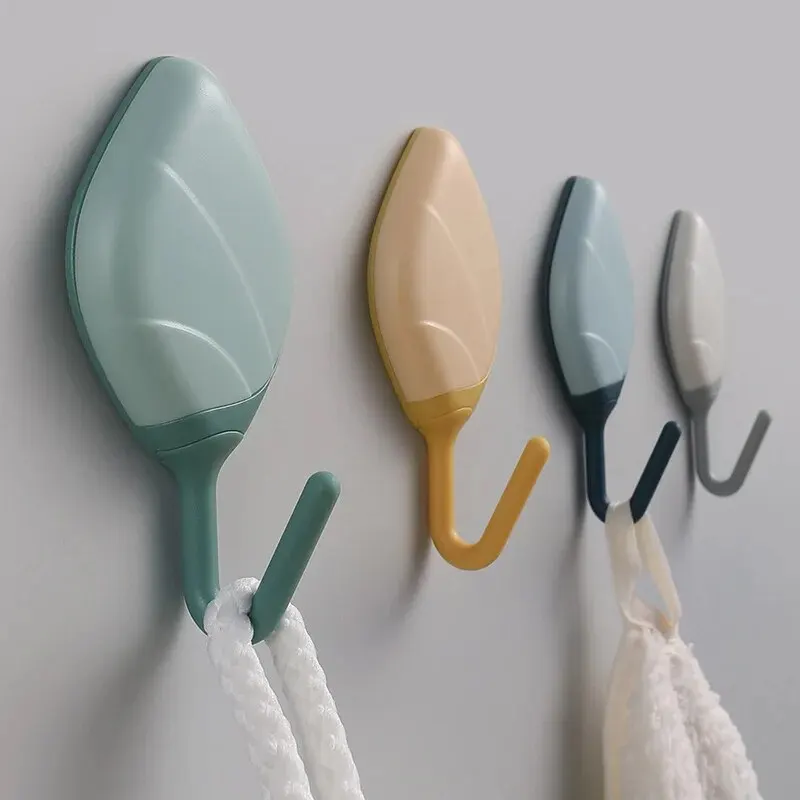 10PCS Modern Minimalist Leaf Hook Kitchen Bathroom Wall Door High Load-bearing Non Marking Strong Non Punching Pon Nail