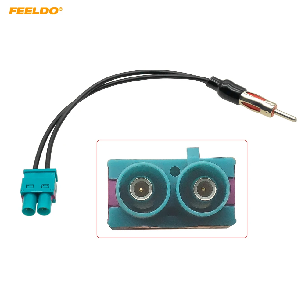 

FEELDO Car Audio Cable Adaptor Antenna Dual Female Fakra Radio To Standard Moto Din Male Aerial Antenna Adapter For Ford BMW