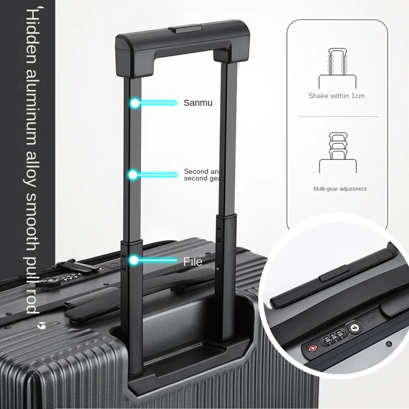 Business side open suitcase 18-inch boarding case front open trolley case multi-function suitcase password Laptop luggage