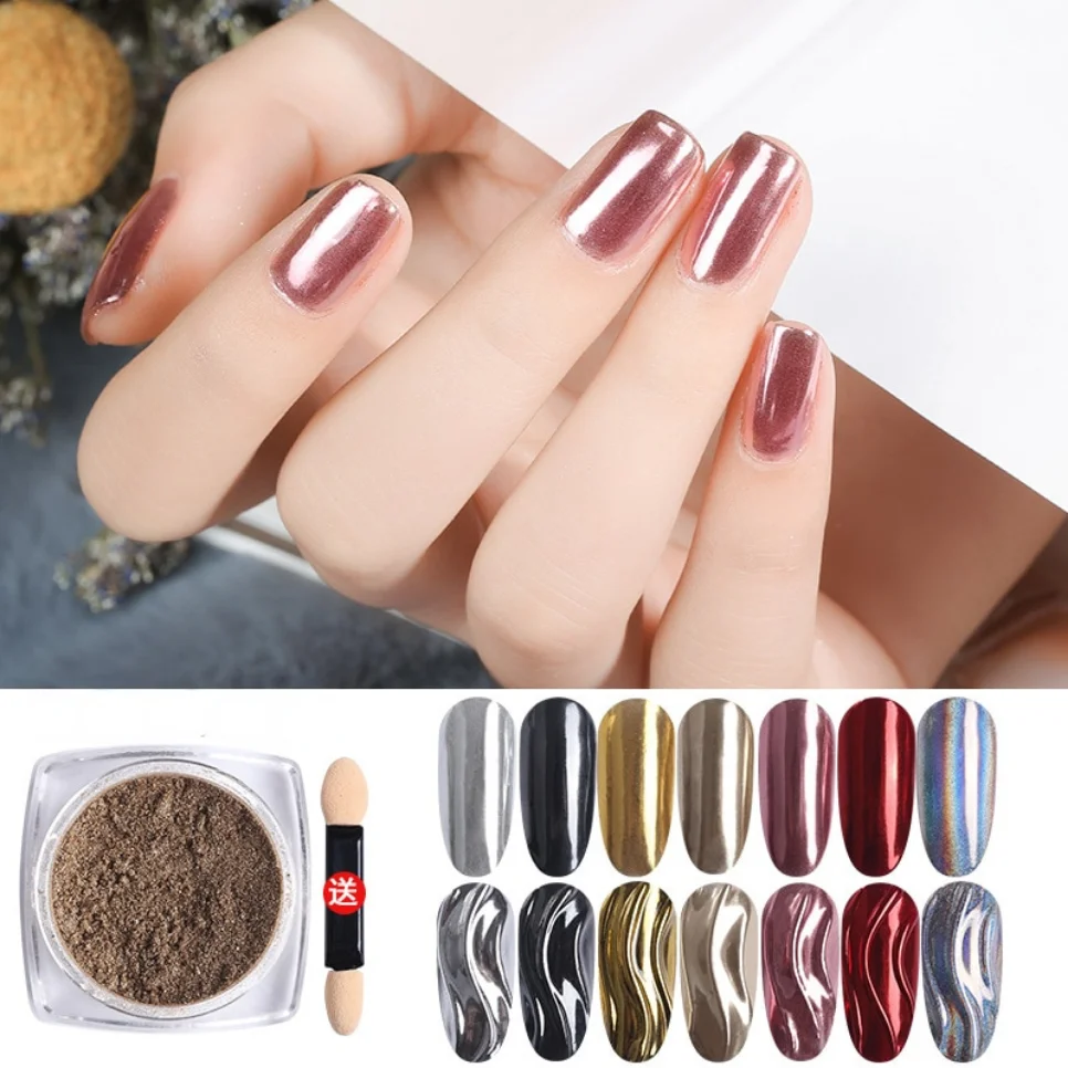 1P Nail Art Mirror Glitter Powder Rose Gold Silver Metallic Effect Nail Glitter for Nails Chrome Pigment Decor Nail Accessories