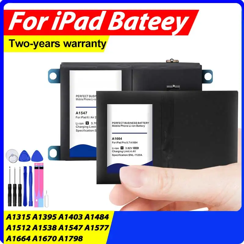 

100% New Bateria For Apple iPad mini 1 1st 2 3 4 5 6 Air 9.7 10.5 12.9 inch Generation A1673 A1664 A1670 A1671 A1754 A1798