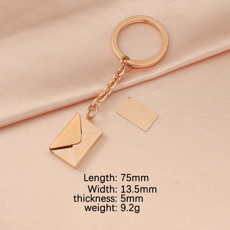5PCS Stainless Steel Detachable Envelope Pendant Keychain Metal Creative Love Letter Envelope Charm Keychain Key Ring DIY