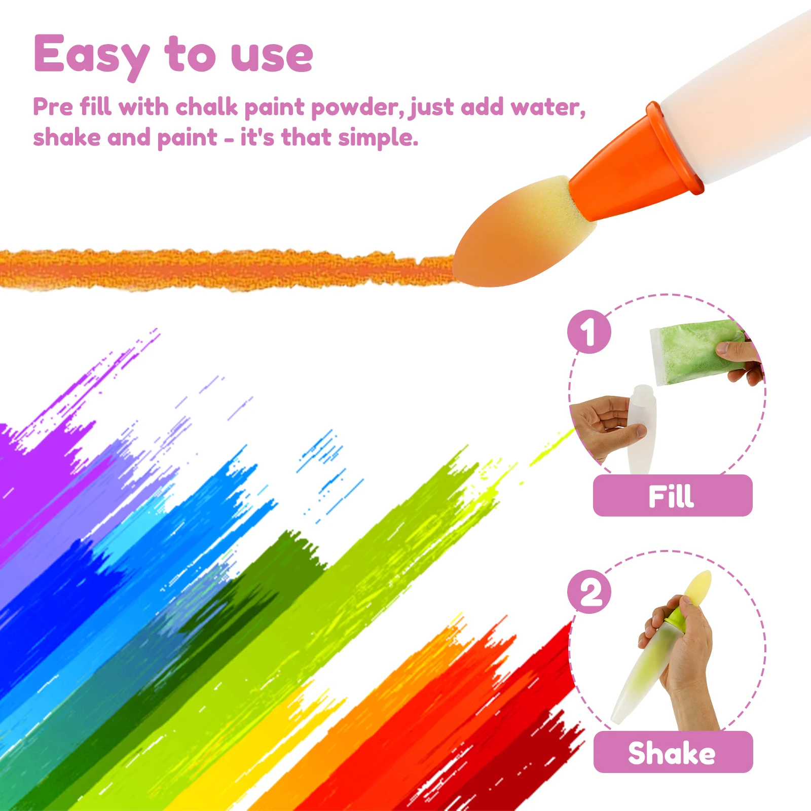 6Pcs Sponge Foam Brush Set DIY Arts and Crafts Painting Brush Plastic Sidewalk Chalk Paint Brush Stenciling Painting Tools