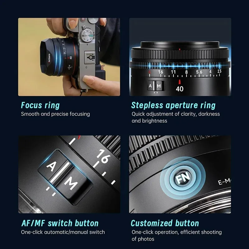 7artisans AF 40mm F2.5 E 풀프레임 자동 초점 렌즈, A6700 A7 V A7C II ZV-E1 A7R V 렌즈용 대구경 렌즈