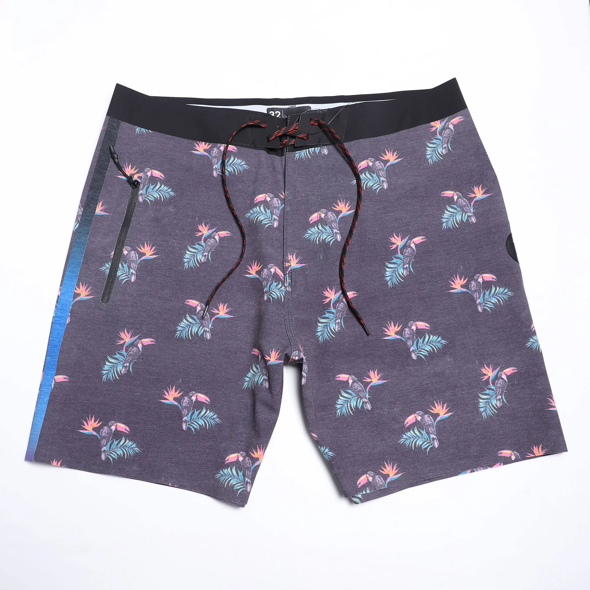 

Fashion Printed Men's Laser Shorts Professional Surfing Swimwear 4way Stretch Quick dry Beach Board Shorts Zipper Pocket L18