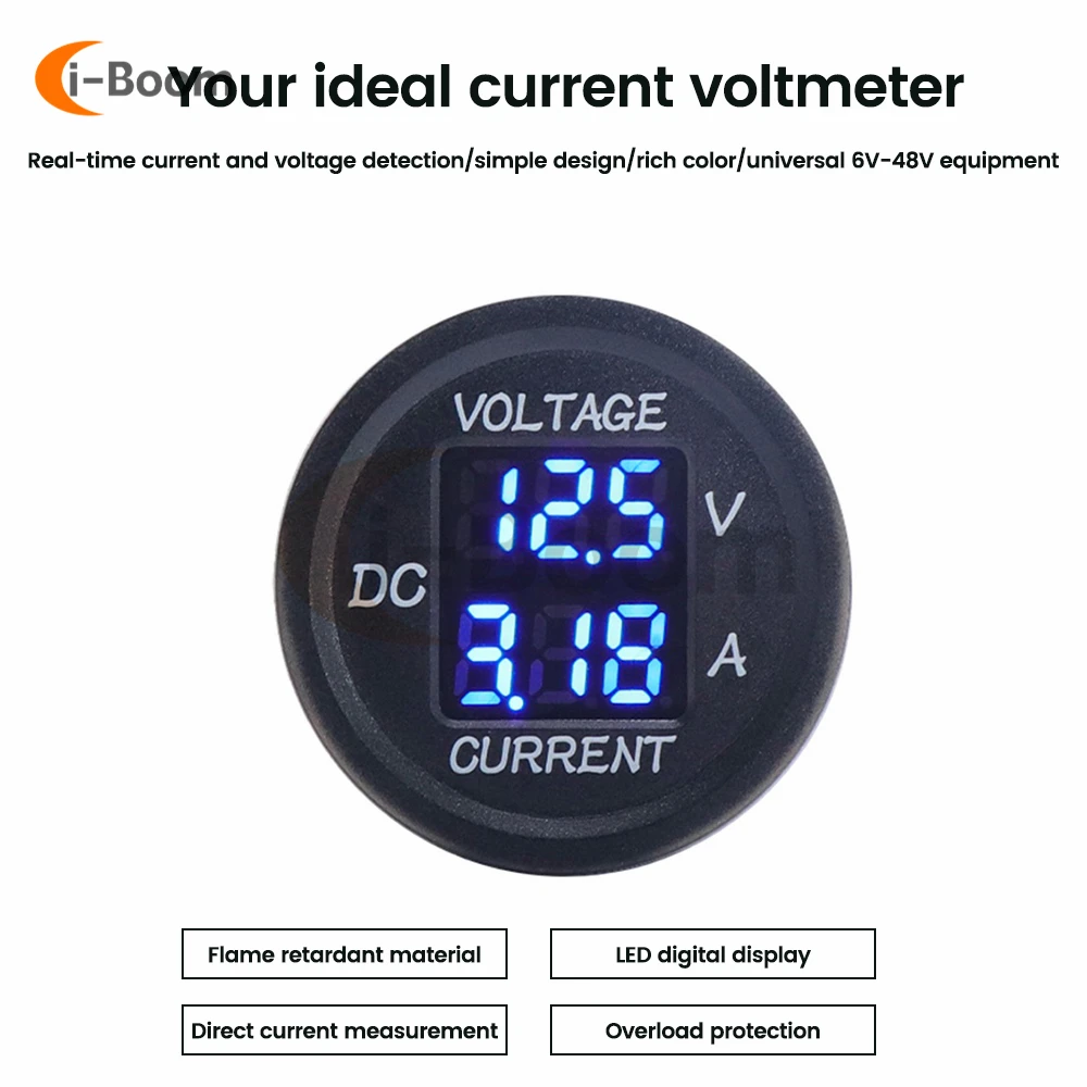 자동차 미니 방수 미니 전압계, 5V-48V, 듀얼 LED 패널, 디지털 전압 전류 테스터 모니터, 0-10A 디스플레이 전류계