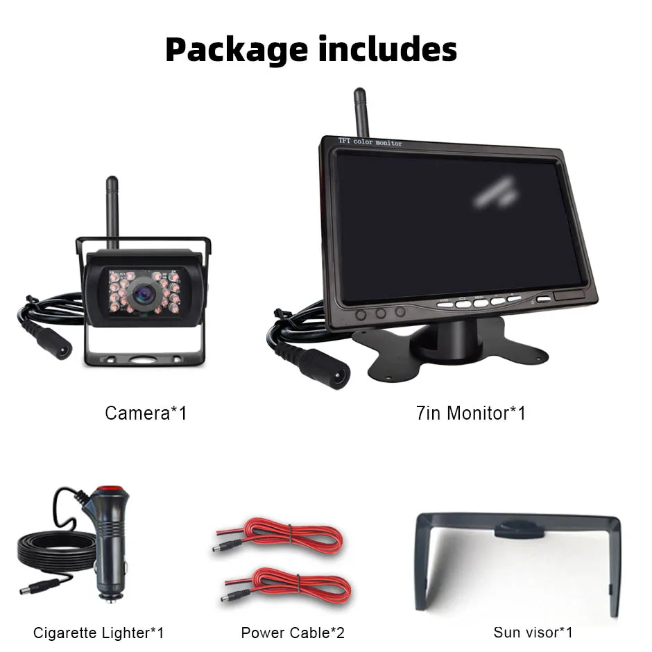 מצלמת גיבוי אלחוטית QXNY מצלמת ראייה אחורית BSD 7 אינץ 'מסך AHD1080P עבור משאית אוטובוס RV קמפר טריילר חפירה PickupTrailer