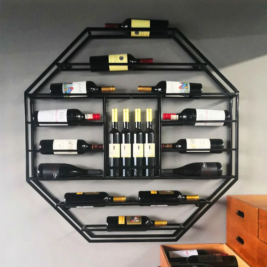 Restaurant Wine Rack Dinning Room Corner Hanging Wall Mounted Vintage Display Shelving Wine Cabinet Storage Szafki Bar Furniture