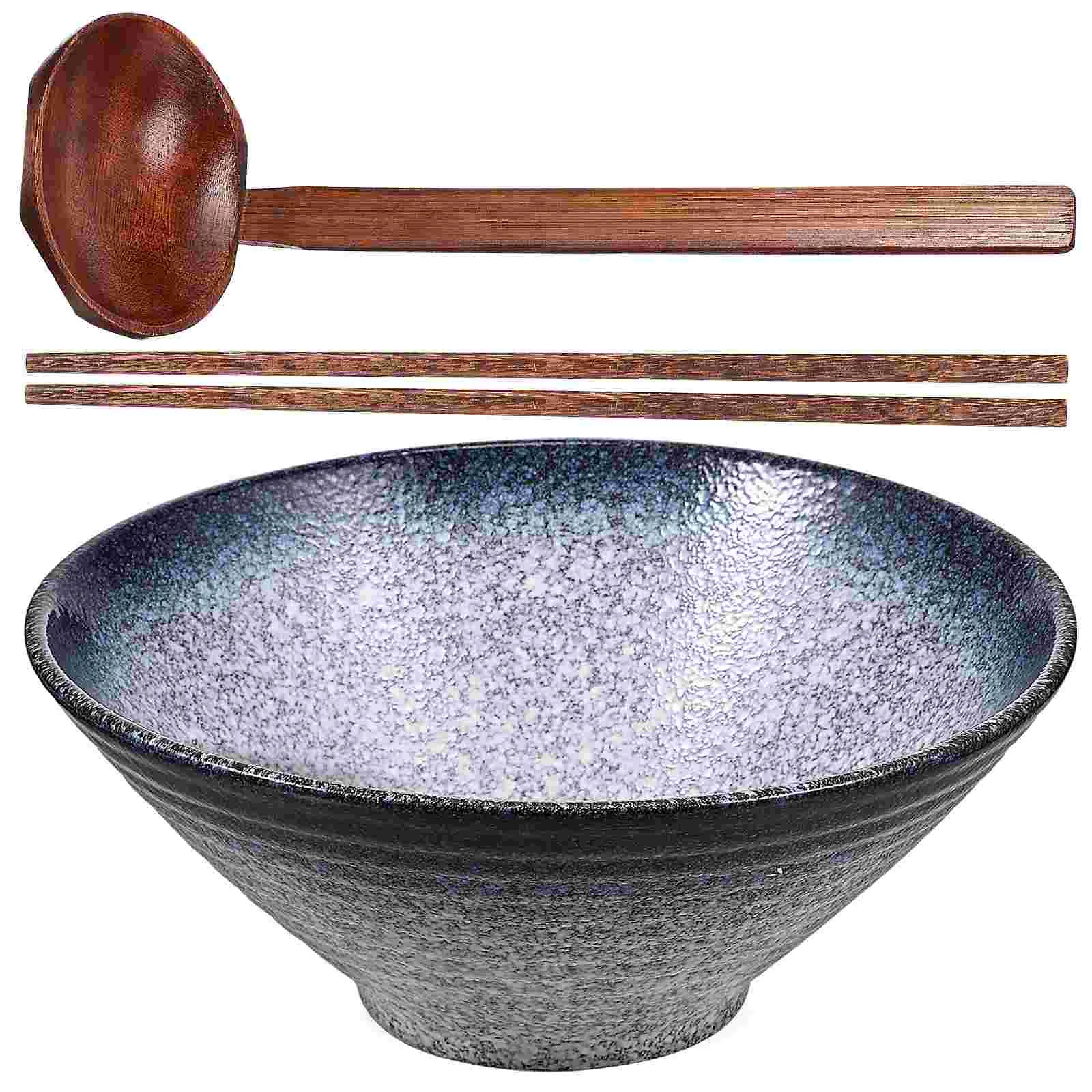 

Ceramic Ramen Bowl With Spoons Chopsticks Kit Japanese Style Ceramic Tableware