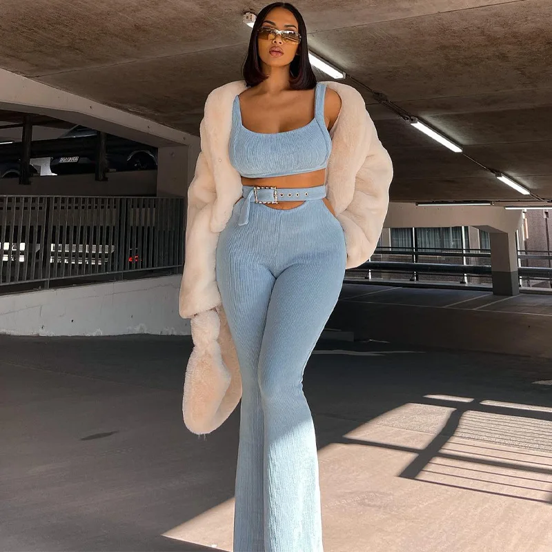 

Swimsuit Cover Up Women Beach Outfit Summer for 2023 New Dress Pure Color Sleeveless Vest Flares Two Piece Suit Solid Spandex