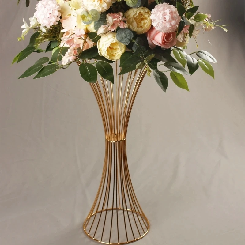 

Gold Flower Vases Stands, Metal Road Lead, Wedding Centerpiece Flowers Rack, Event Party Decoration, 60cm High, 10Pcs
