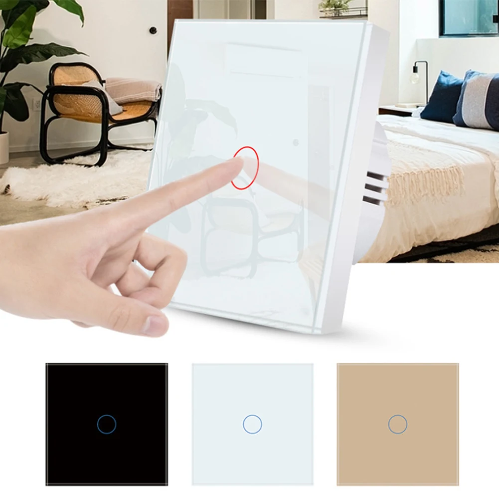 Manuel Touch Light Switch Uk Standard Wall Light Switch Single Live Wire Control 110V-240V Pannello Di Vetro Ad Ampia Tensione On-Off