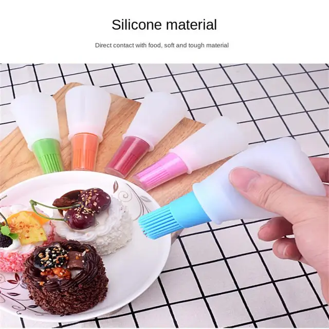 1 Pc Méretarányú Olajpalack Bbq Olajkefe Szilikon Háztartási Fűszerek Palacsinta Kefe Olaj Szerszám Sütés Eszköz - Image 5