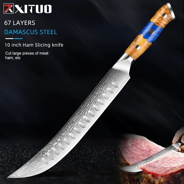 Damascus Steel Breaking Knife Butcher Knife Japanese VG10 Super Steel Full  Tang & Razor Sharp Kitchen Knife for Meat hams - AliExpress