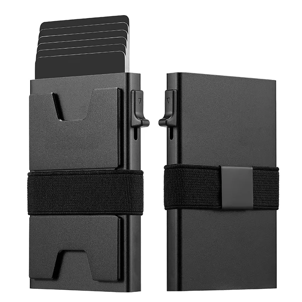 알루미늄 카드홀더 RFID 차단 지갑 금속 케이스, 머니 밴드 포함, 미니멀리..