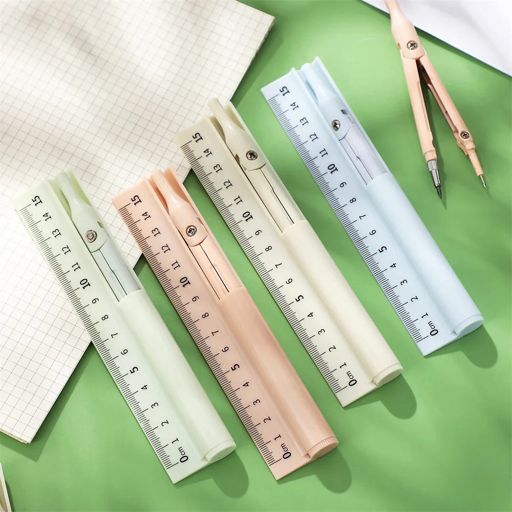 Three in One Multifunctional Compass Ruler with Pencil Refills Lead Circle Math Geometry Tool Student School Stationery Supplies,mathematical rulers set,drawing tool set
