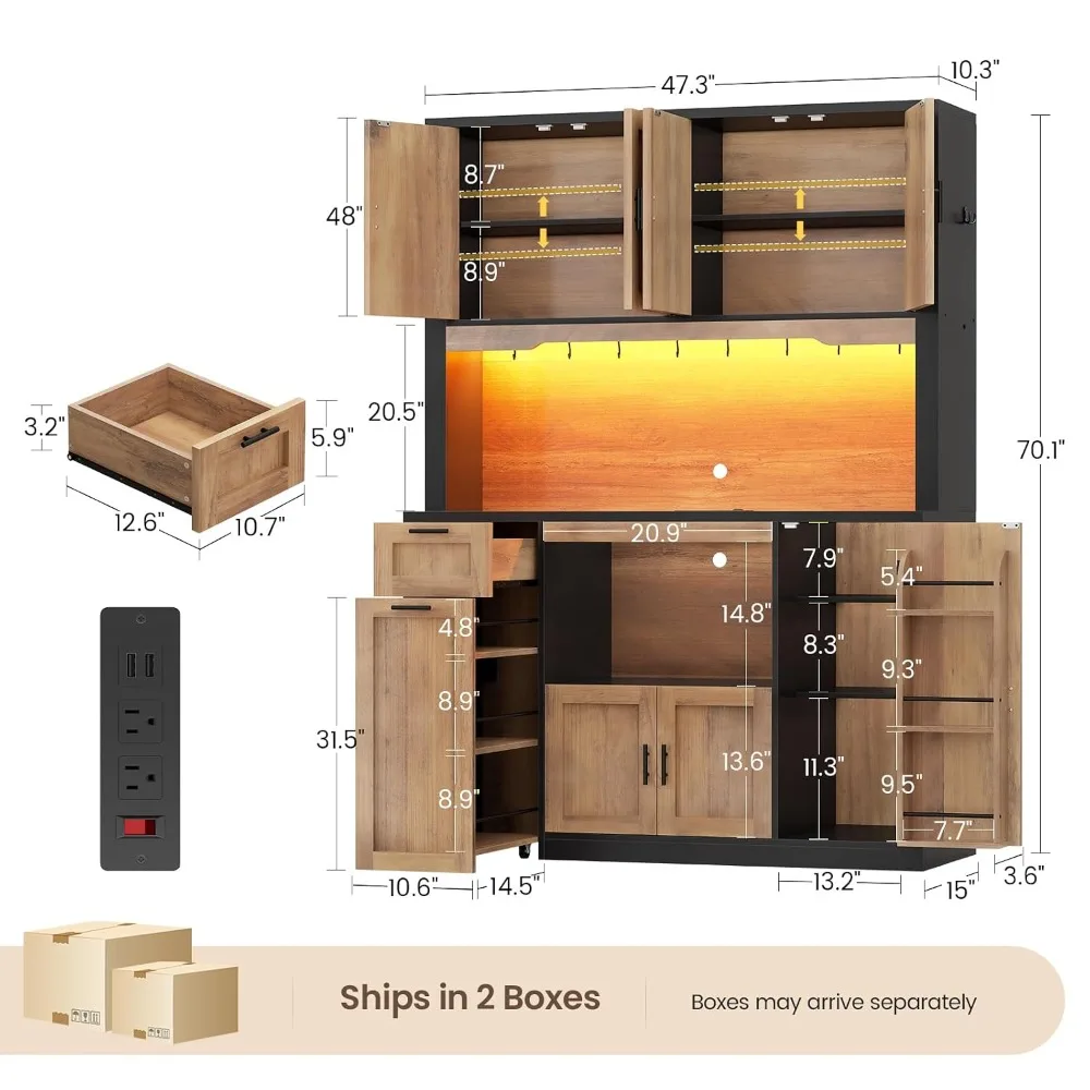 Kitchen Pantry Cabinet with LED 5