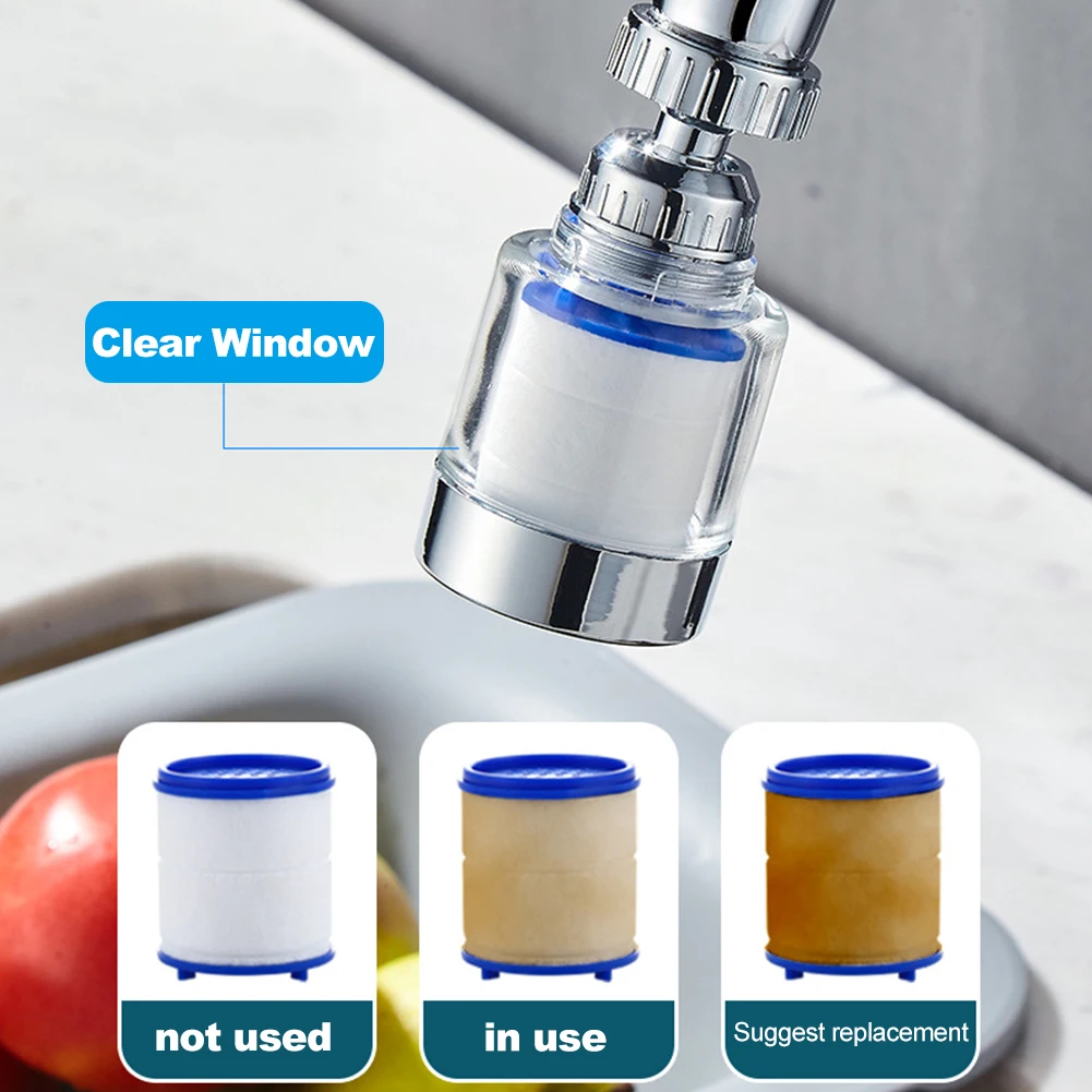 360 Degree Water Filter Tap with PP Cotton Filter Element Tap Extension Interchangeable Element for Kitchen Bathroom