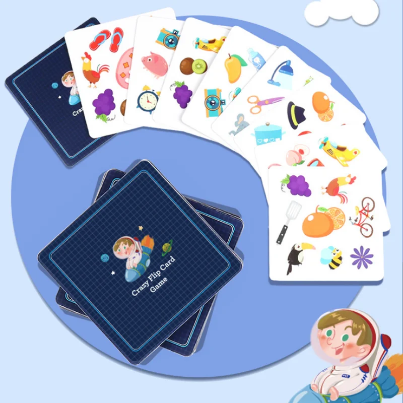 Children's Educational Logic Thinking Toy Crazy Flip Card Montessori Find Shape Animal Fruit Shadow Pairing Shape Puzzle Game 4