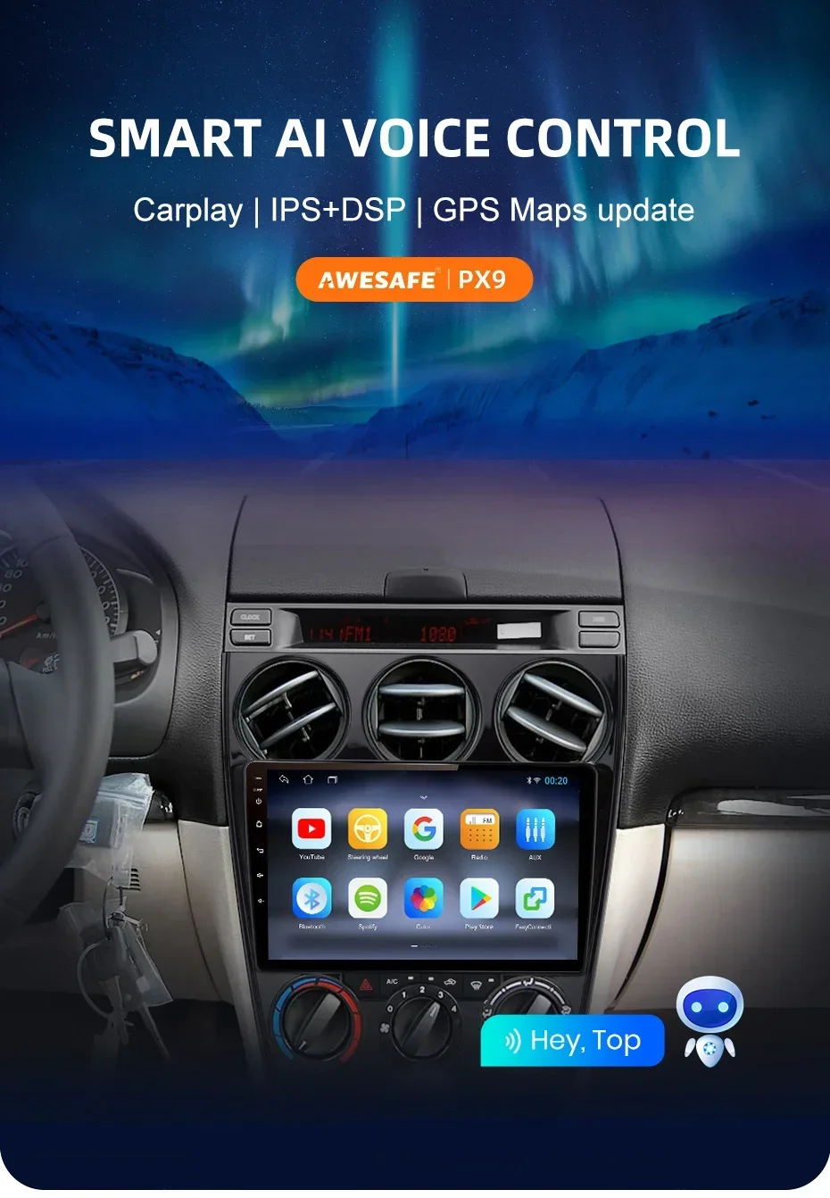 Für Mazda 6 2016 2017 - 2021 Drahtlose CarPlay für Apple Android Auto Auto Radio GPS IPS RDS FM WiFi BT 4G 8Core Multimedia Stereo – Detail 2