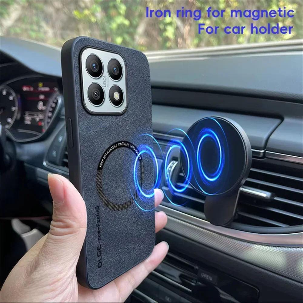 Magsafe Sheepskin Leather Phone Case For Xiaomi 15 14T 14 13T 13 12 11 Pro Ultra Magnetic Cover For Xiaomi 14 13T 14T Pro Cases 3