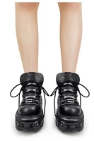 New Women Shoes Punk Style Lace-up Heel Height 6CM Platform Shoes Woman Gothic Ankle Rock Boots Metal Decor Woman Sneakers - Image 5