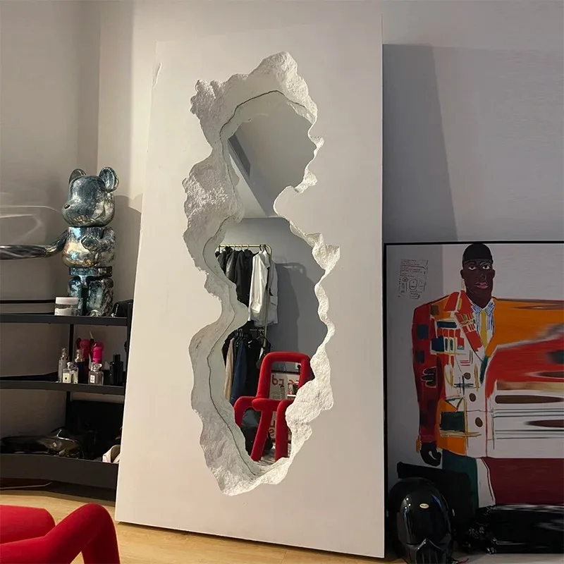

Anti Mirror Bathroom Nordic Rectangle Creative Salon Makeup Design Korean Ornaments Mirror Abstract Specchio Creative Decor
