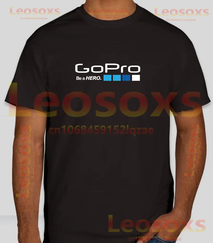 

[TEW] New Men's 100% Cotton Printed Go Pro Leosoxs T-Shirt Black Loose and Comfortable Women's Short Sleeve