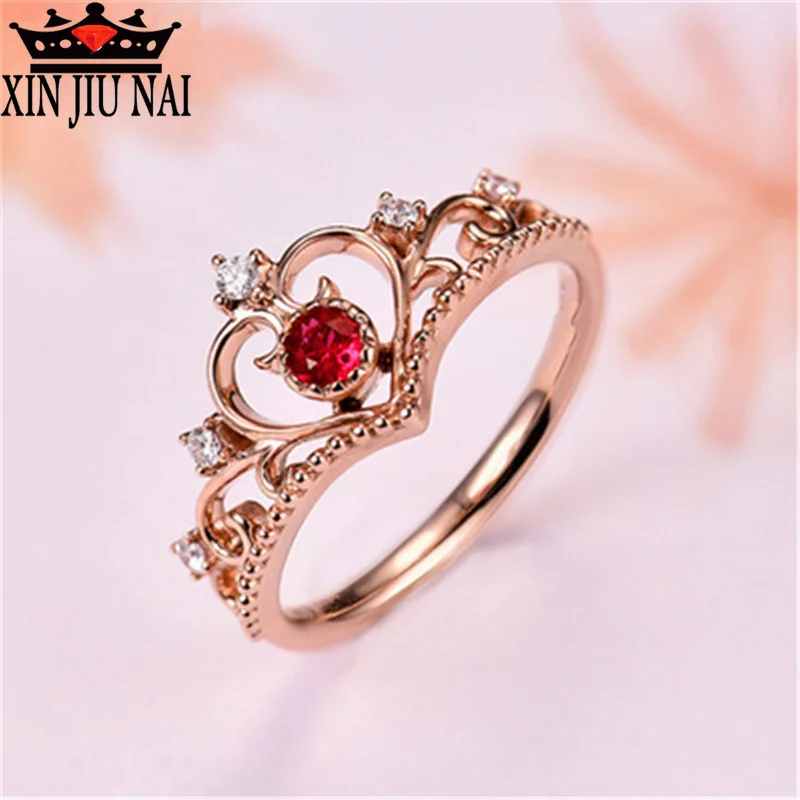 

Four types of open adjustable luxury princess crown retro wedding rings, heart-shaped rose-gold rings, women's fashion jewelry