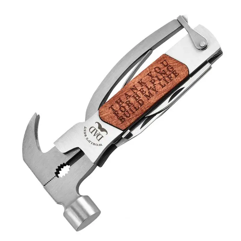

Hammer Multitool Mini Stainless Steel Pliers With Ergonomic Wood Handle Multifunctional Bottle Opener Portable Anti-Slip