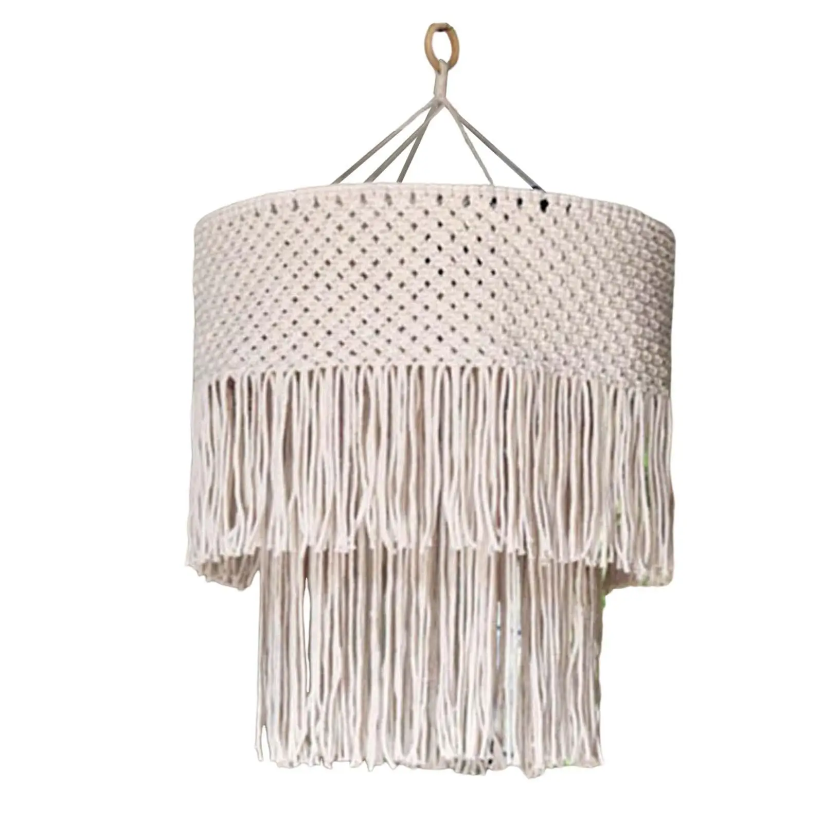 Macrame Lamp Shade Tassel Lampshade Bohemian Hanging Lamp Decoration Hand Woven