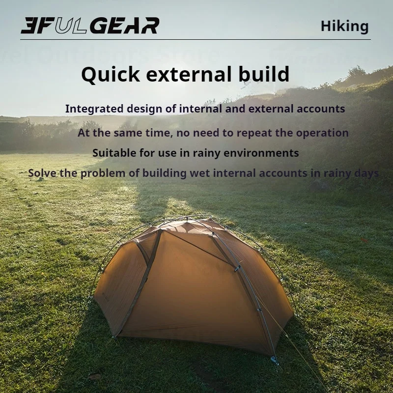 3F UL GEAR Taiji 1 Single Tent Portable Ultralight Camping 3/4 Season Tent Double Layer 15D/20D Nylon W/ 7001 Aluminum Alloy