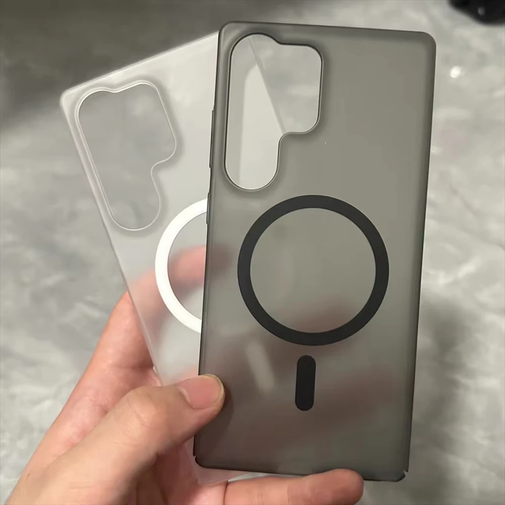 Ultra Thin Matte Clear Magnetic Phone Case with Wireless Charging and Shockproof Protection