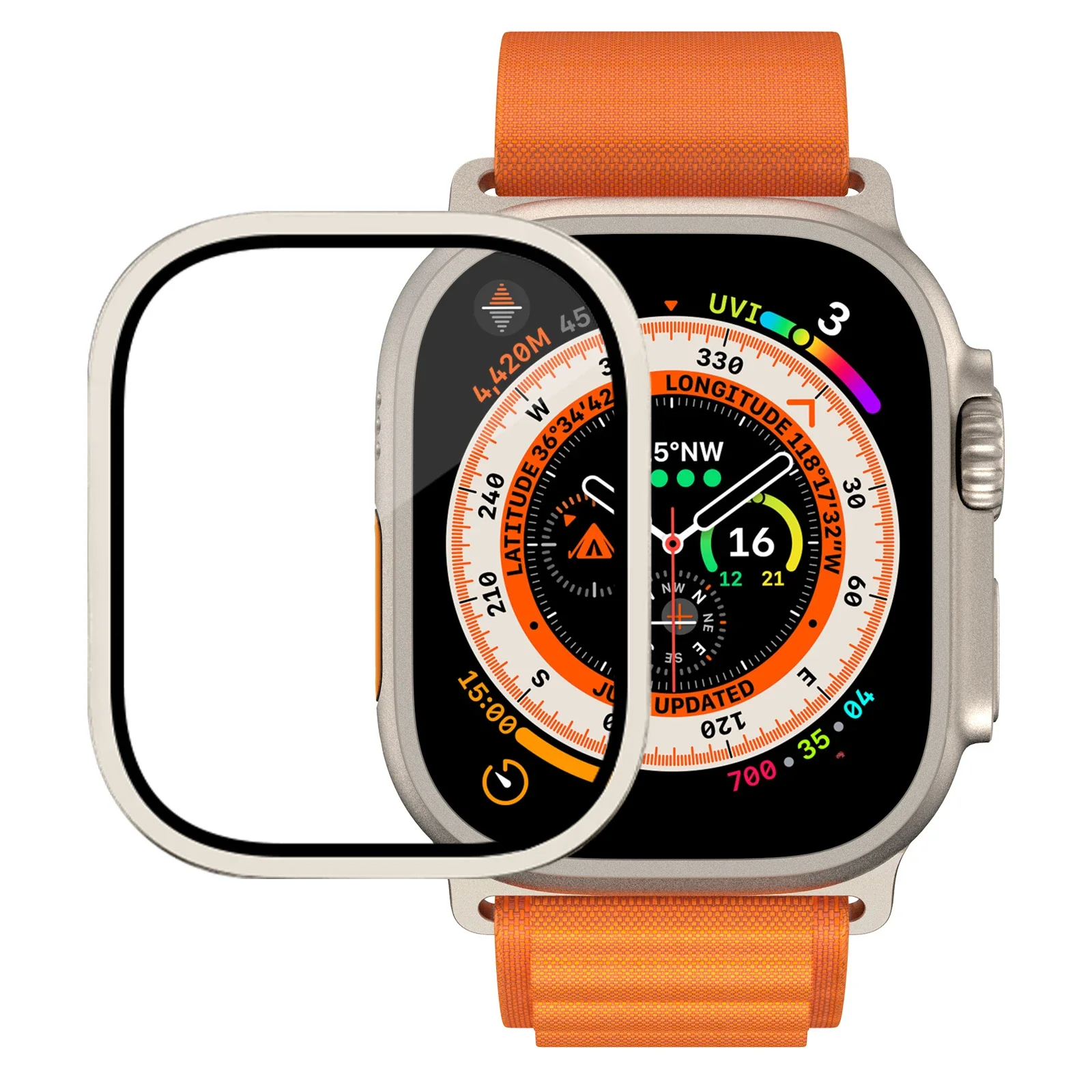 Ultra 49mm Apple Watch Screen Protector with Metal Bumper and Tempered Glass