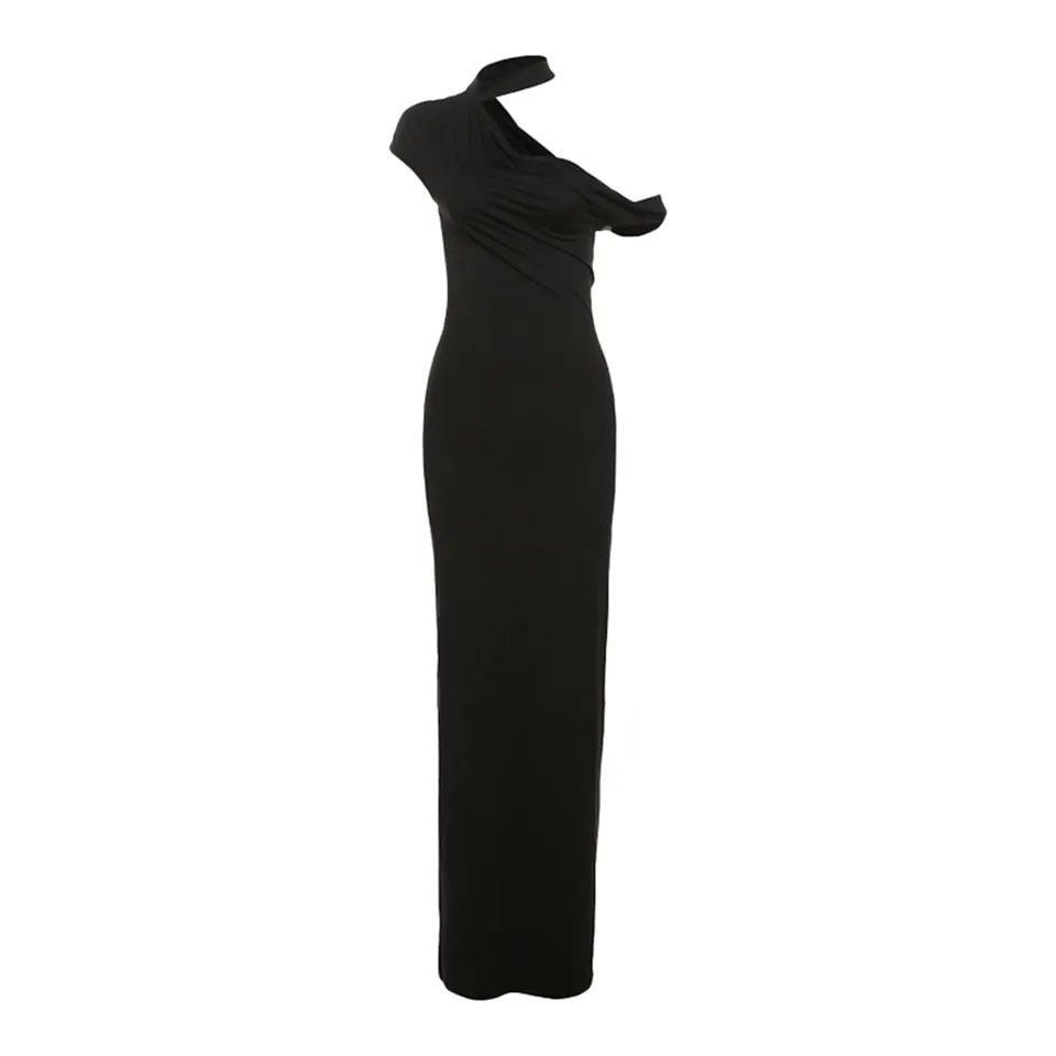 Elegant Asymmetric Off Shoulder Maxi Dress for Women