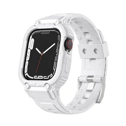 Premium TPU Sport Strap Band Case for Apple Watch - Durable Wristband Bracelet Accessories (White)