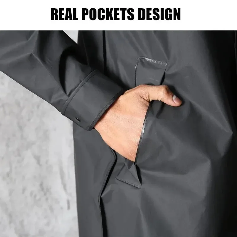Fishing Poncho Waterproof Men Raincoat Windproof Hood Biker Resistant Coat