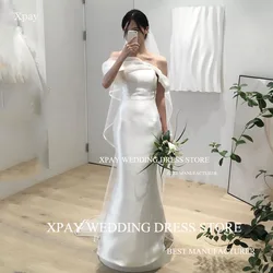 XPAY Off The Shoulder Mermaid Wedding Dresses Organza Ruffles Elegant Korea Bride Gown Corset Backless Custom Made Bridal Gown