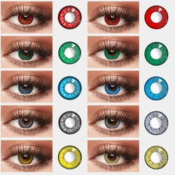 Lentes de Contato Coloridas Clique Visual para Olhos, Cosplay Anime, Azul, Vermelho, Lente Multicolorida, Pupilas de Beleza