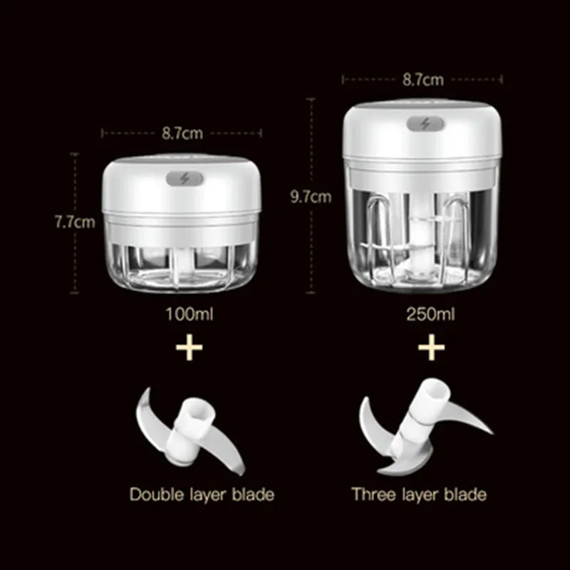 전기 마늘 분쇄기 미니 크러셔 초퍼 USB 충전식 분쇄기 마늘 생강 후추 고기 분쇄기