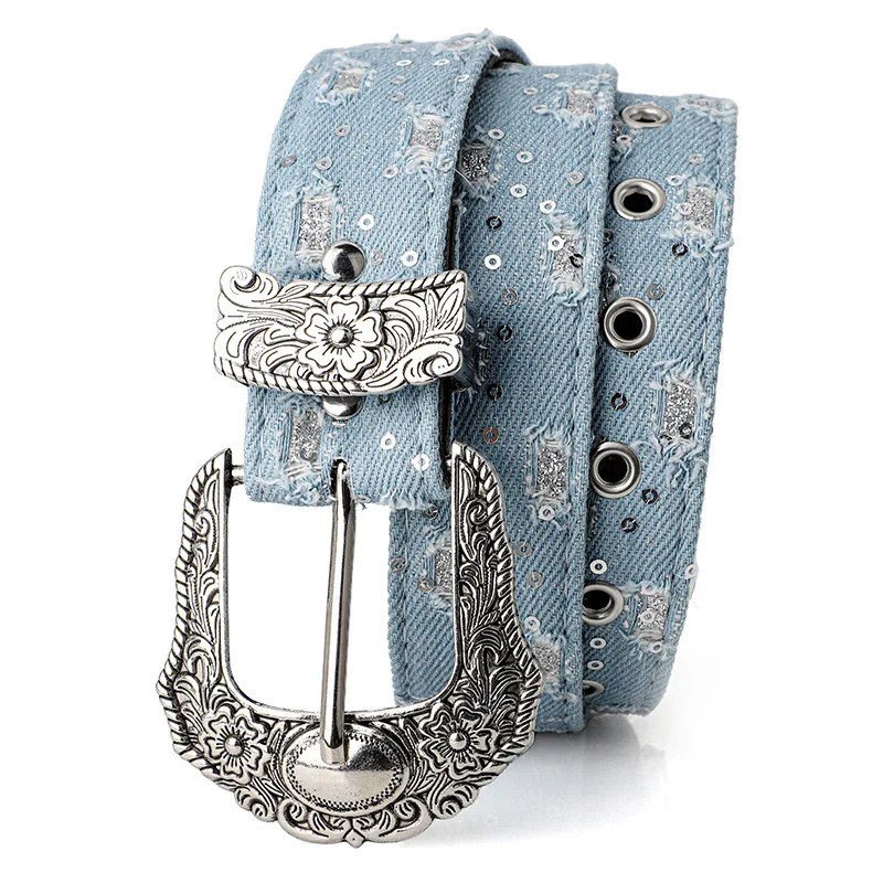 Damen-Gürtel im Retro-Casual-Trend mit Strass-Schnalle, Street-Ripped-Denim-Stil, Punk-Rock, vielseitiges Modeaccessoire, für Männer und Frauen – Detail 14