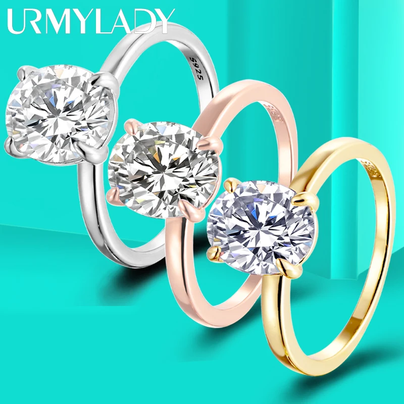 URMYLADY D VVS1 타원형 모이사나이트 반지, 4 프롱 세팅, 클래식 트렌디 여성 약혼 웨딩 밴드, GRA 인증,  링
