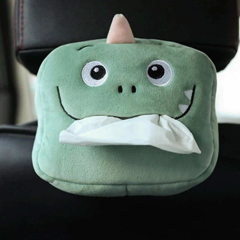Cartoon tissue box Holder Cute Short Plush Tissue Boxes Bracket Auto Armrest Box Car Seat Back Car Decorations Holder