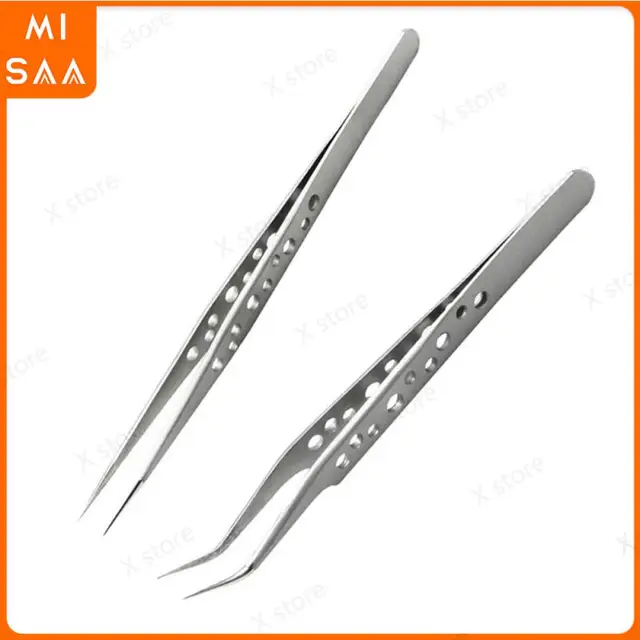 Industrial Tweezers Electronics Precision Stainless Forceps Anti-static Curved Straight Tip Soldering Maintenance Hand Tools